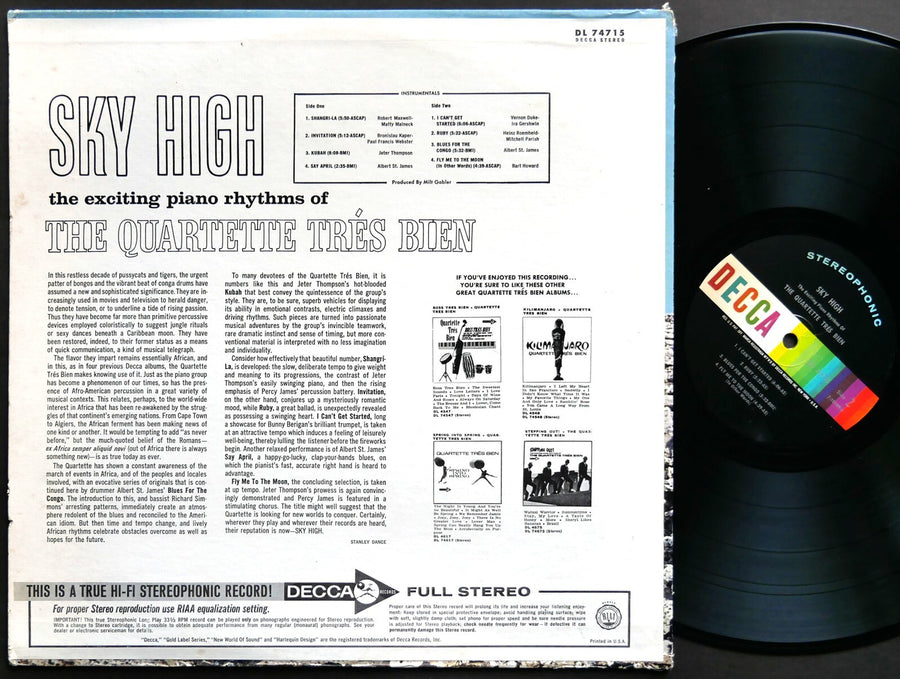 THE QUARTETTE TRES BIEN Sky High LP DECCA DL 74715 US 1966 JAZZ