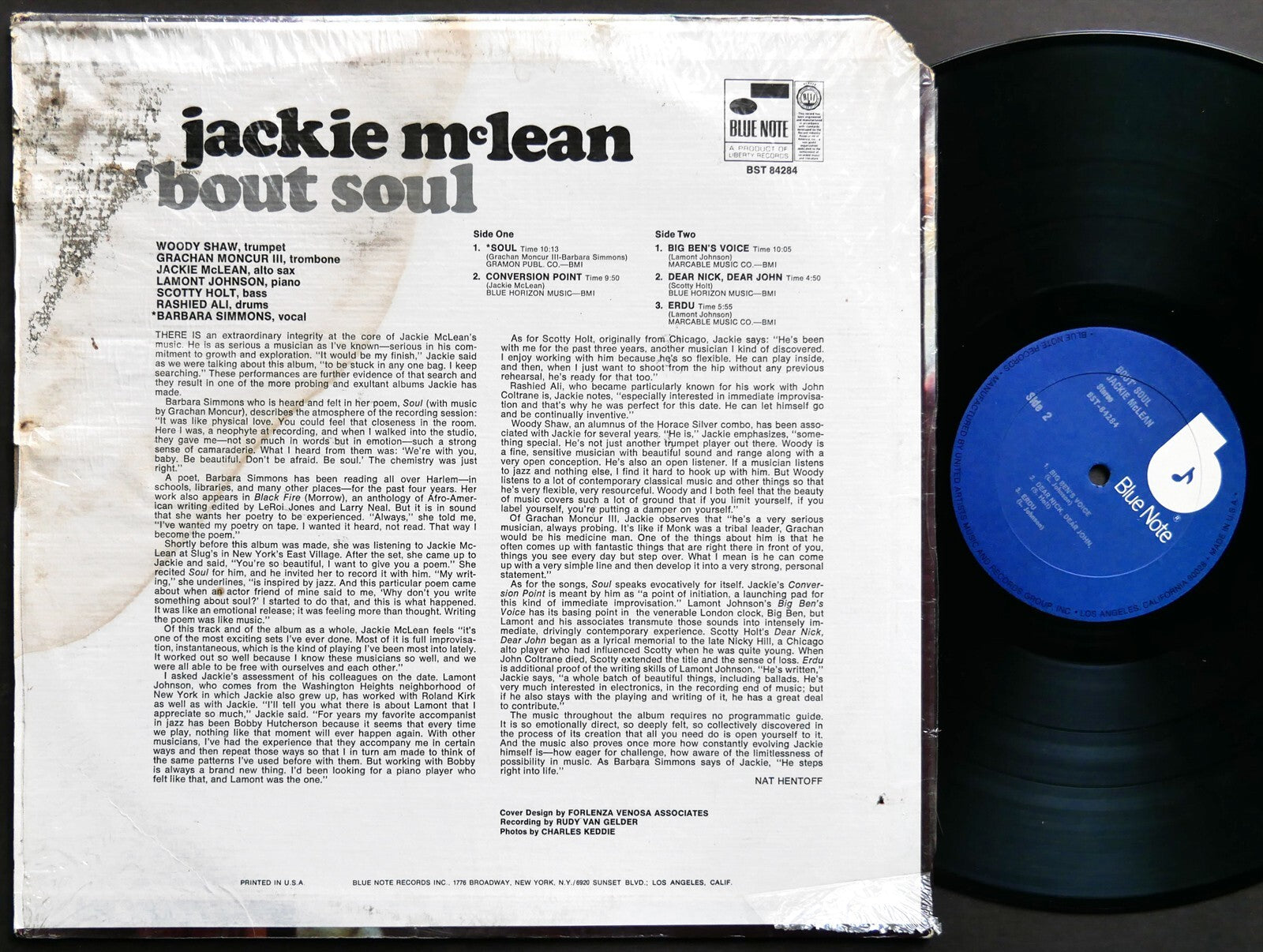 JACKIE MCLEAN 'Bout Soul LP BLUE NOTE 84284 RVG Grachan Moncur III Woody Shaw