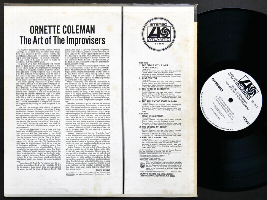 ORNETTE COLEMAN The Art Of The Improvisers LP ATLANTIC SD 1572 Scott LaFaro VG+