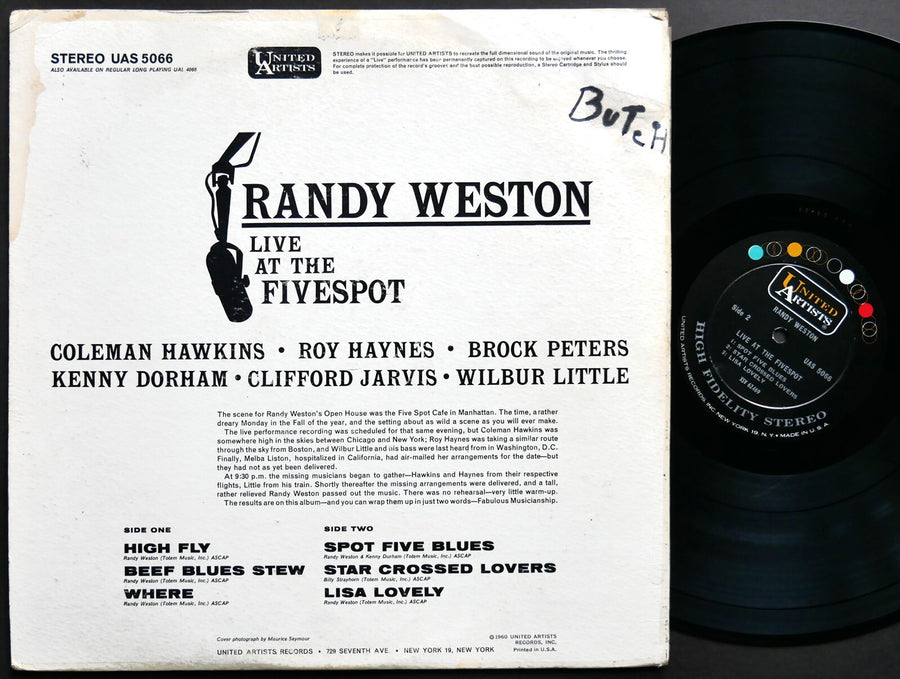 RANDY WESTON Live At The Fivespot LP UNITED ARTISTS UAS 5066 DG ST Kenny Dorham