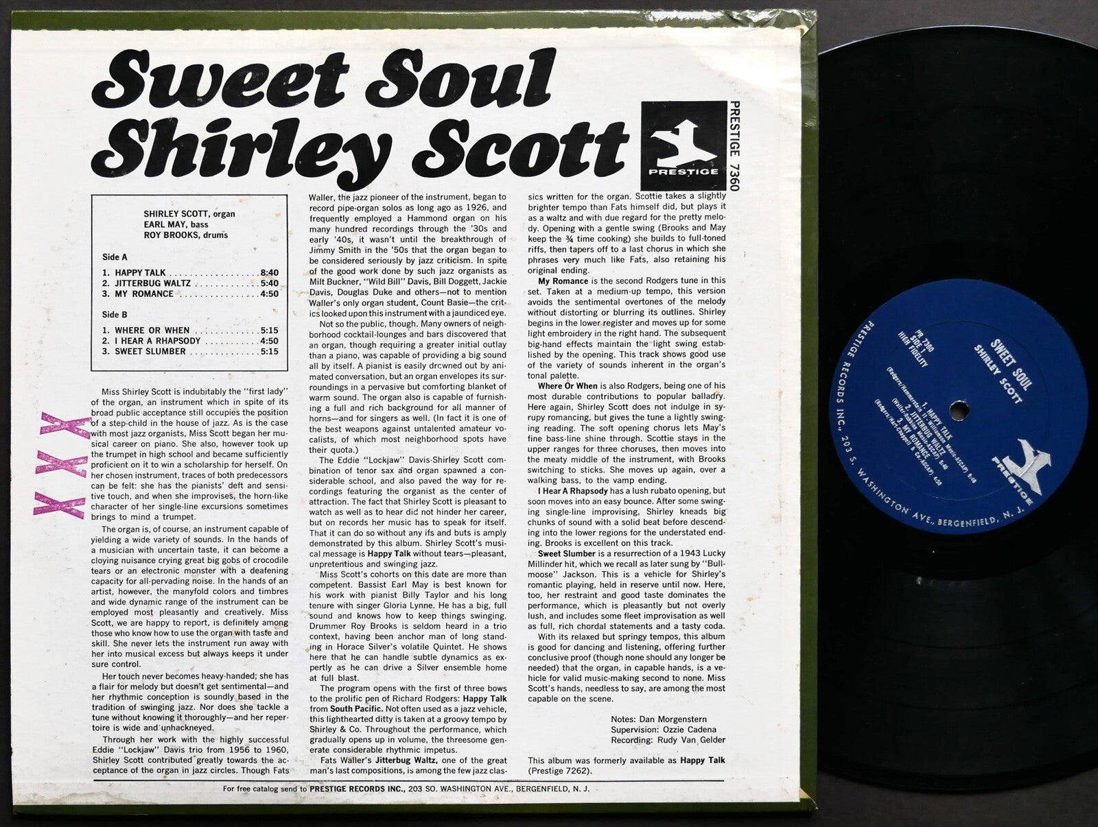 SHIRLEY SCOTT Sweet Soul LP PRESTIGE PR 7360 RVG MONO JAZZ Roy Brooks Earl May
