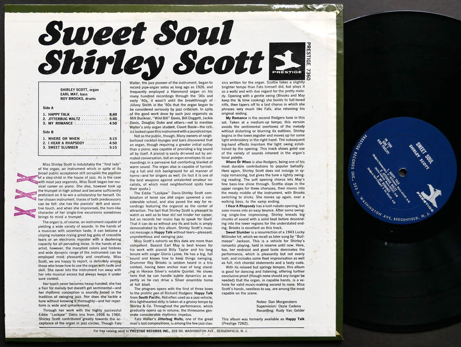 SHIRLEY SCOTT Sweet Soul LP PRESTIGE PR 7360 RVG MONO JAZZ Roy Brooks Earl May