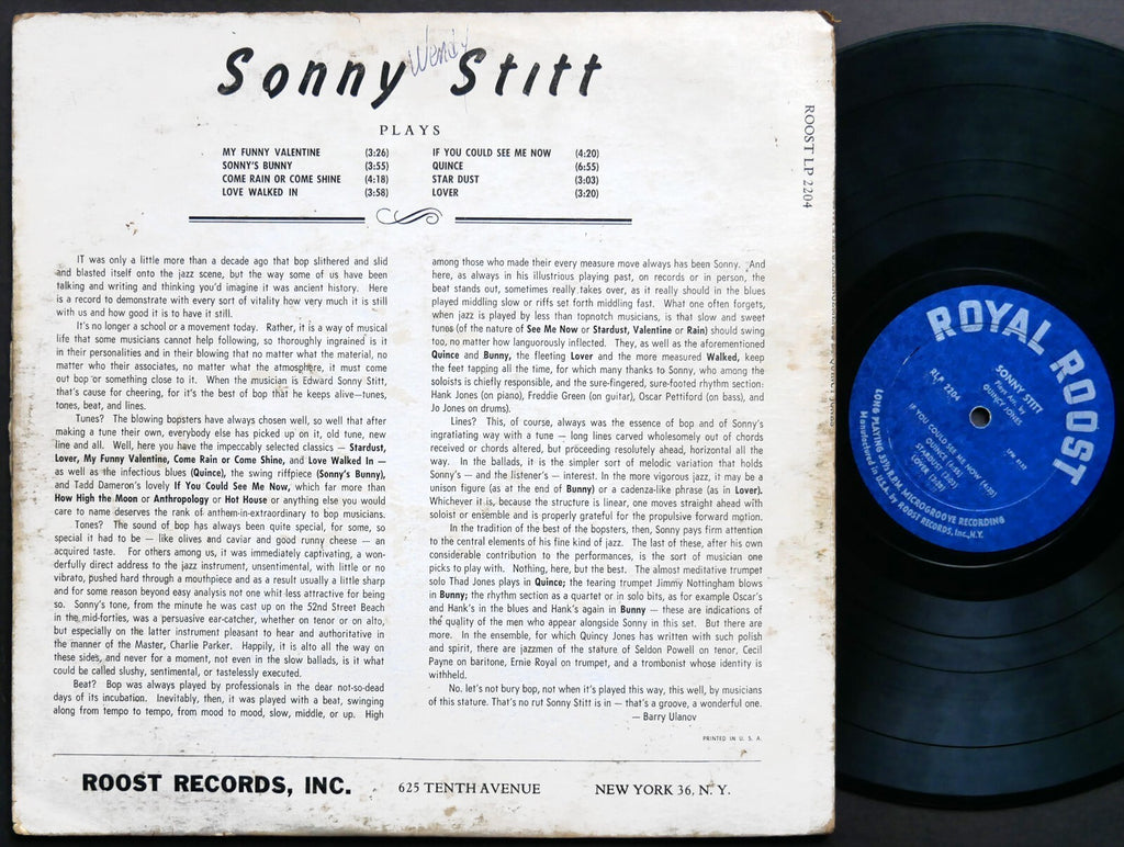 SONNY STITT From The Pen Of QUINCY JONES LP ROOST US 1957 JAZZ MONO Thad Jones