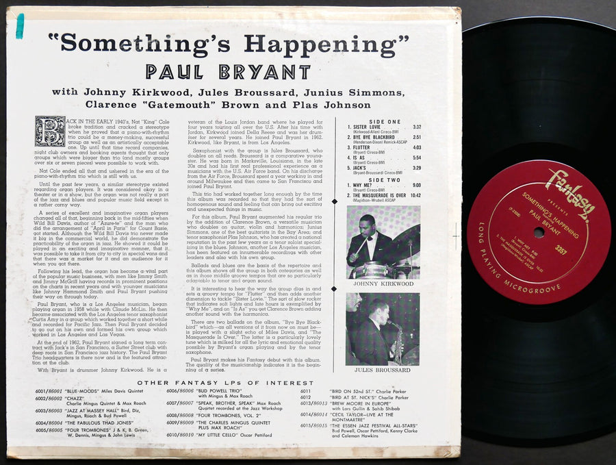 PAUL BRYANT Something's Happening LP FANTASY 3357 US 1963 DG MONO Plas Johnson