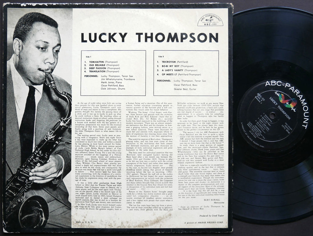 LUCKY THOMPSON OSCAR PETTIFORD Vol.1 LP ABC-PARAMOUNT ABC 111 US 1956 DG MONO