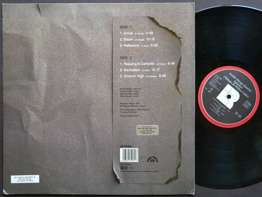 ARCHIE SHEPP Quartet Splashes LP LR RECORDS LR 45 005 GERMANY 1987 Horace Parlan