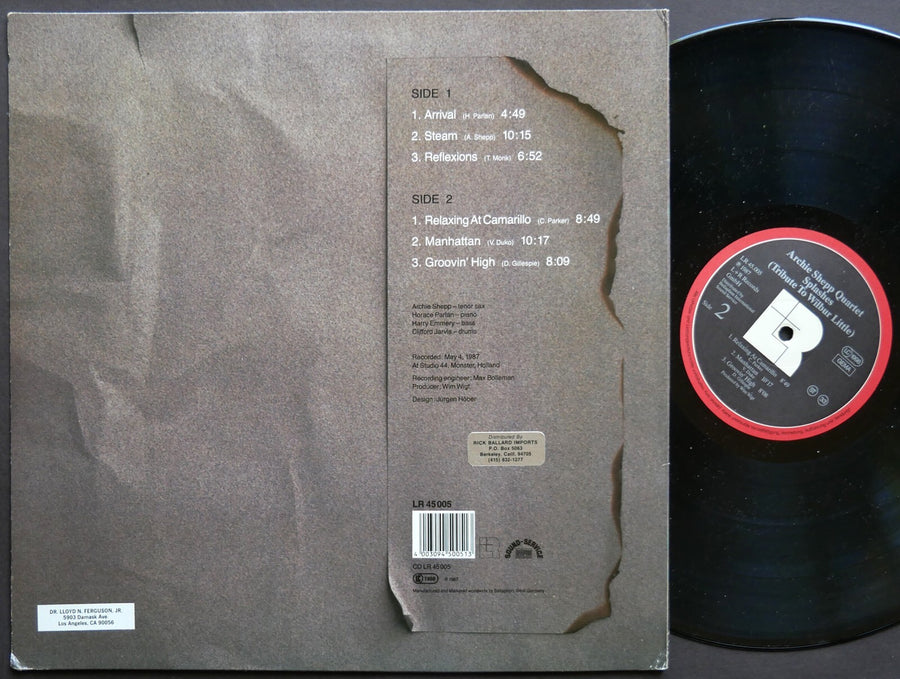 ARCHIE SHEPP Quartet Splashes LP LR RECORDS LR 45 005 GERMANY 1987 Horace Parlan