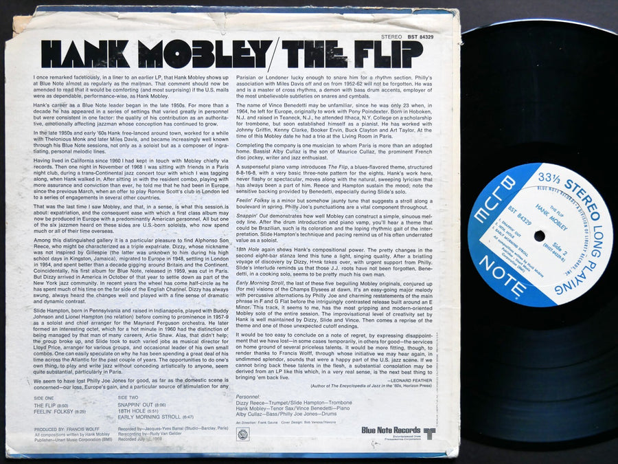 HANK MOBLEY The Flip LP BLUE NOTE BST 84329 US 1970 RVG LIBERTY Dizzy Reece