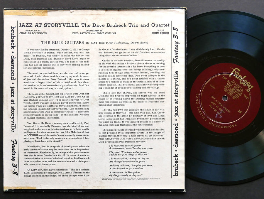 DAVE BRUBECK PAUL DESMOND Jazz At Storyville 10" LP FANTASY 3-8 US 1953 DG MONO