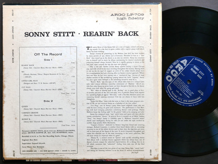 SONNY STITT Rearin' Back LP ARGO LPS 709 US 1962 JAZZ DG ST