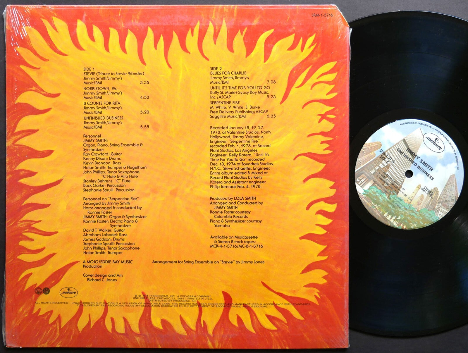 JIMMY SMITH Unfinished Business LP MERCURY SRM-1-3716 US 1978 JAZZ Ronnie Foster