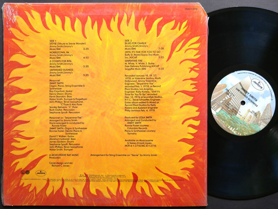 JIMMY SMITH Unfinished Business LP MERCURY SRM-1-3716 US 1978 JAZZ Ronnie Foster