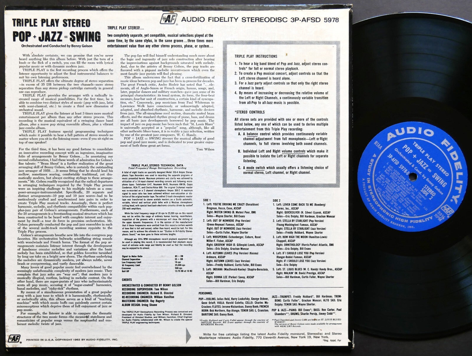 BENNY GOLSON Triple Play Pop + Jazz =Swing AUDIO FIDELITY Eric Dolphy Bill Evans