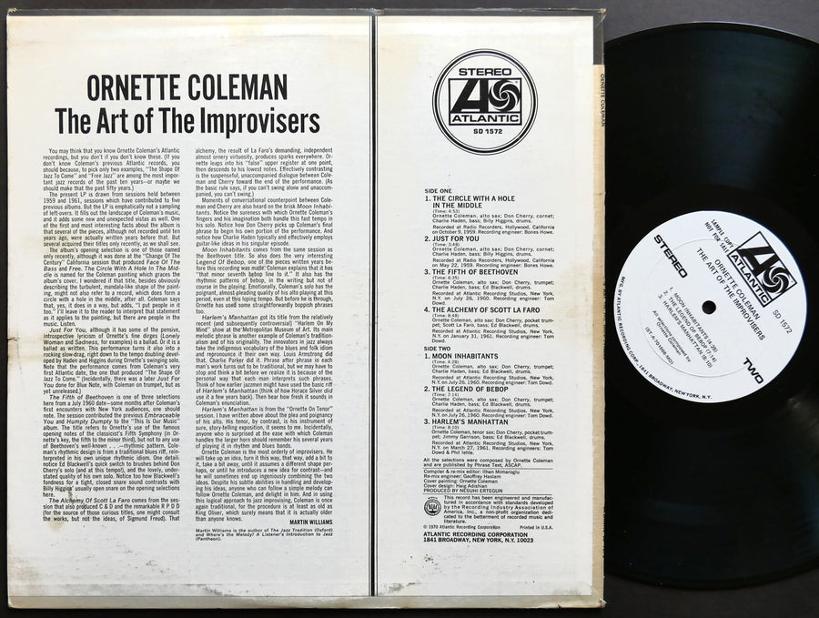 ORNETTE COLEMAN The Art Of The Improvisers LP ATLANTIC SD 1572 Scott LaFaro