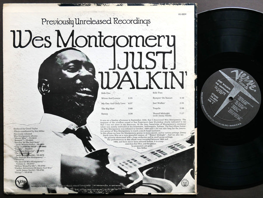 WES MONTGOMERY Just Walkin' LP VERVE RECORDS V6-8804 US 1971 JAZZ