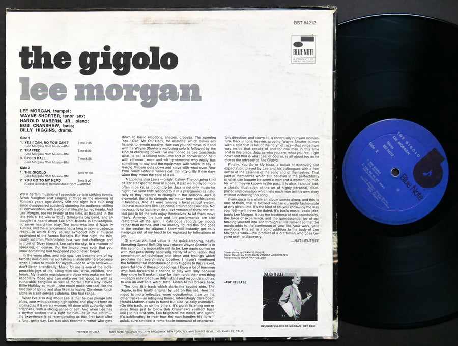 LEE MORGAN The Gigolo LP BLUE NOTE BST 84212 US 1973 Wayne Shorter Harold Mabern