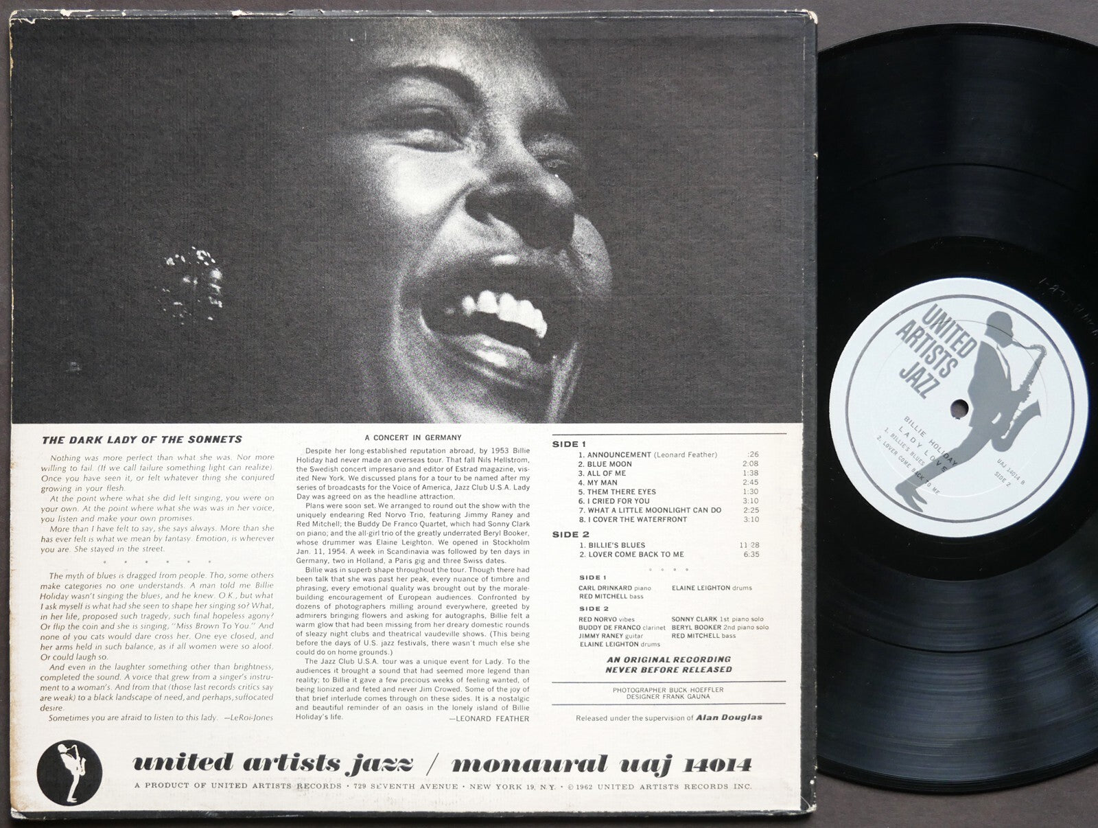 BILLIE HOLIDAY Ladylove LP UNITED ARTISTS JAZZ UAJ 14014 US '62 MONO Sonny Clark
