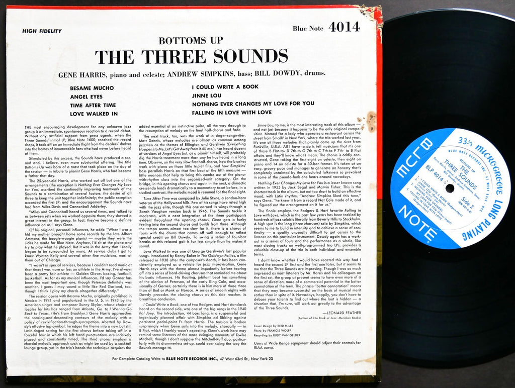 THREE 3 SOUNDS Bottoms Up! LP BLUE NOTE BLP 4014 US 1959 EAR DG MONO Gene Harris