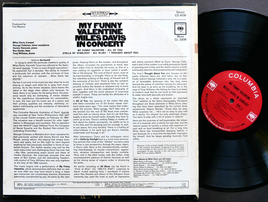 MILES DAVIS My Funny Valentine LP COLUMBIA CS 9106 US 1965 2-EYE Herbie Hancock