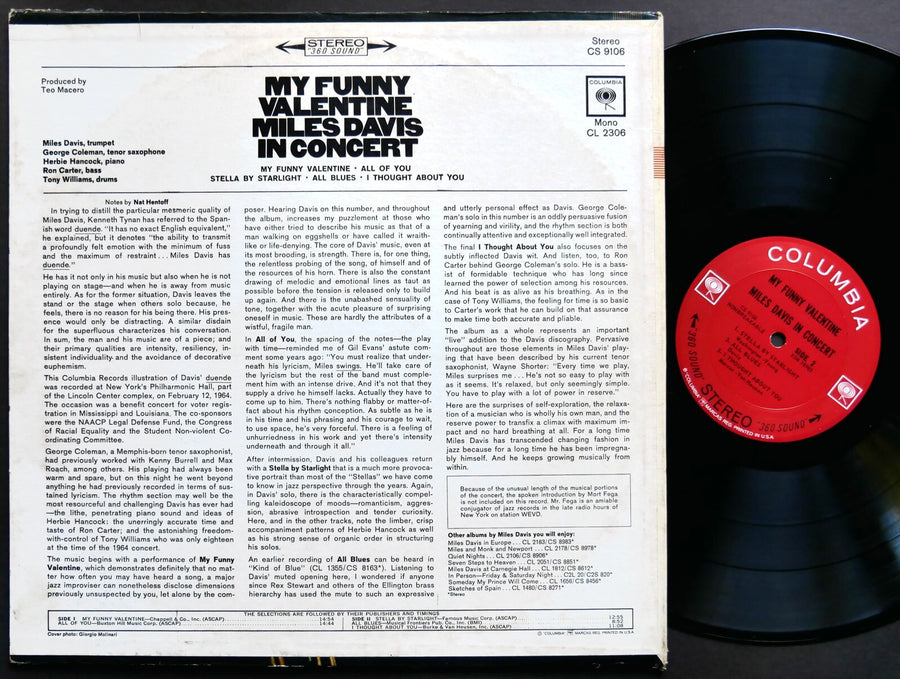 MILES DAVIS My Funny Valentine LP COLUMBIA CS 9106 US 1965 2-EYE Herbie Hancock