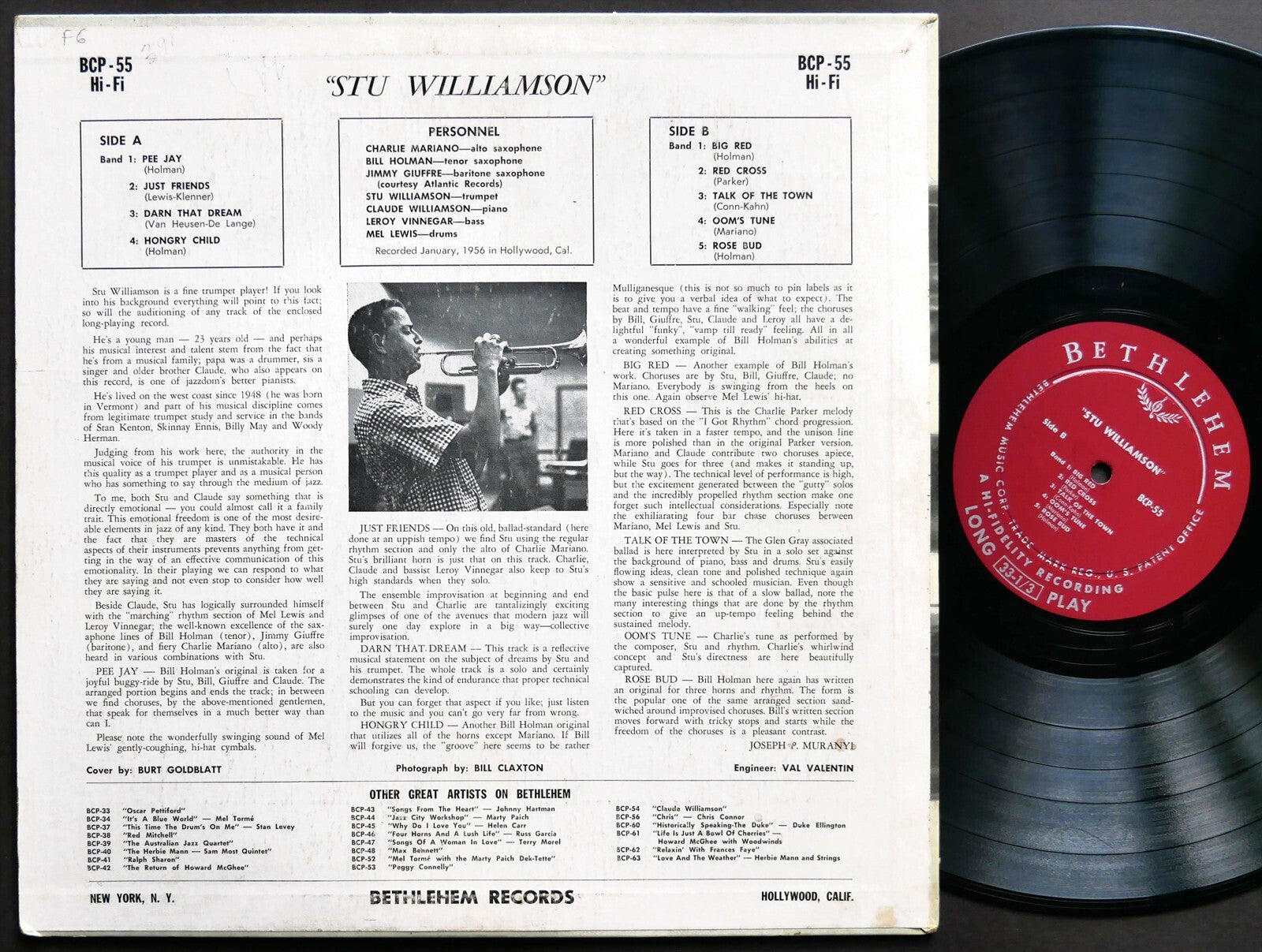 STU WILLIAMSON Self Titled LP BETHLEHEM BCP-55 US 1956 DG MONO Leroy Vinnegar