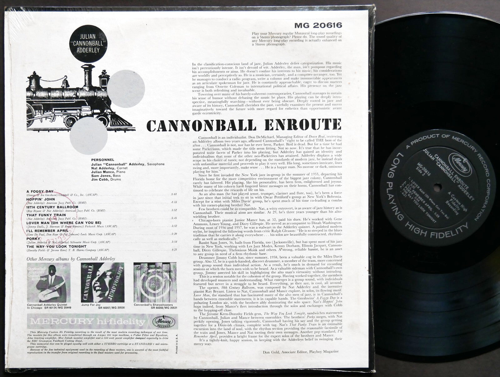 JULIAN CANNONBALL ADDERLEY Cannonball Enroute LP MERCURY MG 20616 MONO Sam Jones
