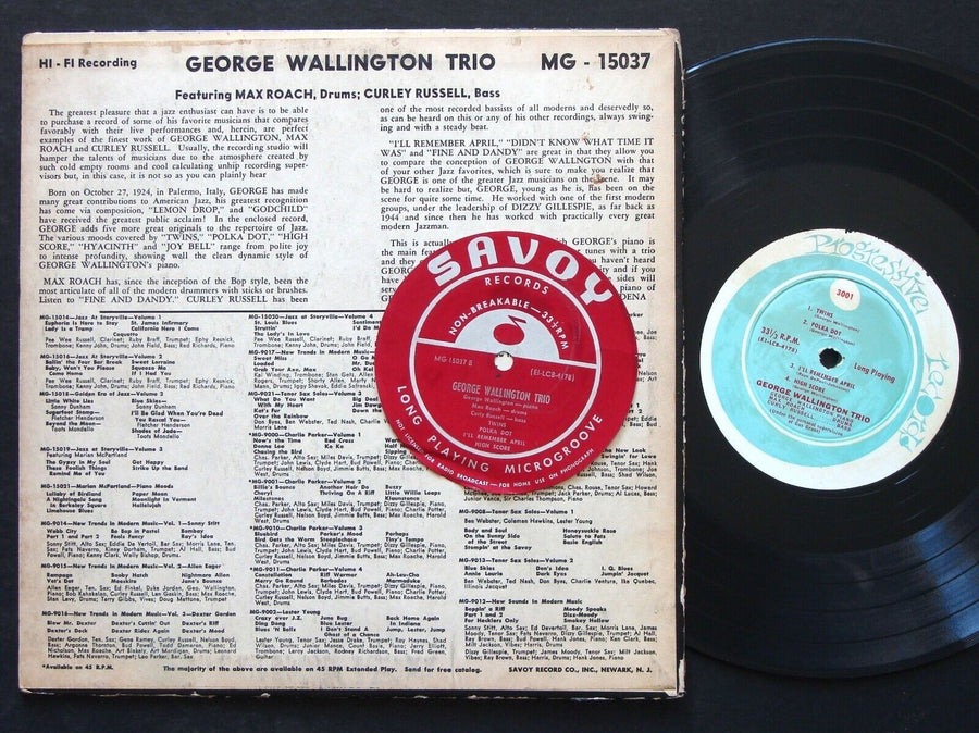 GEORGE WALLINGTON Trio LP SAVOY MG 15037 US 1954 MONO Max Roach Currie Russell