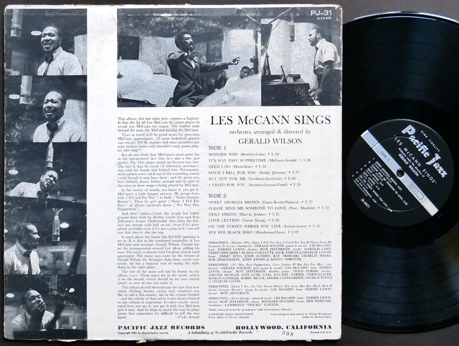 LES MCCANN GERALD WILSON Les McCann Sings LP PACIFIC JAZZ PJ-31 US 1961 DG MONO