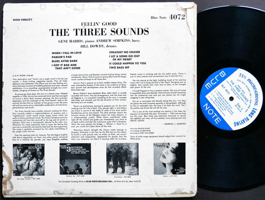 THE THREE 3 SOUNDS Feelin' Good LP BLUE NOTE BLP 4072 US 1961 NY RVG EAR MONO