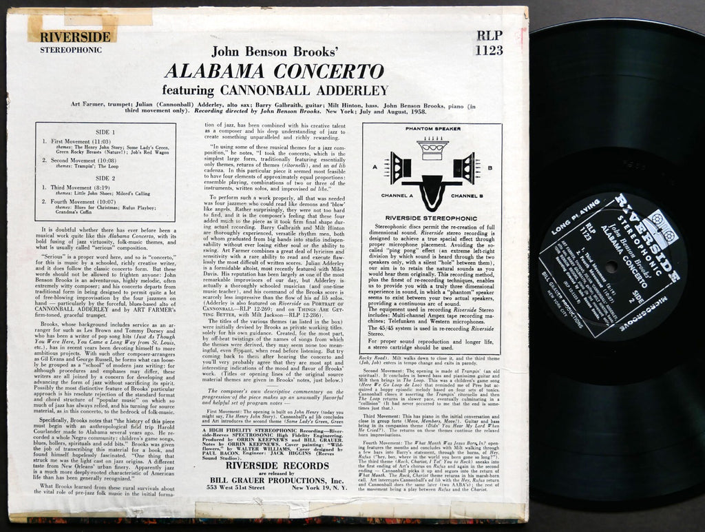 CANNONBALL ADDERLEY ART FARMER Alabama Concerto LP RIVERSIDE RLP 1123 US 1959