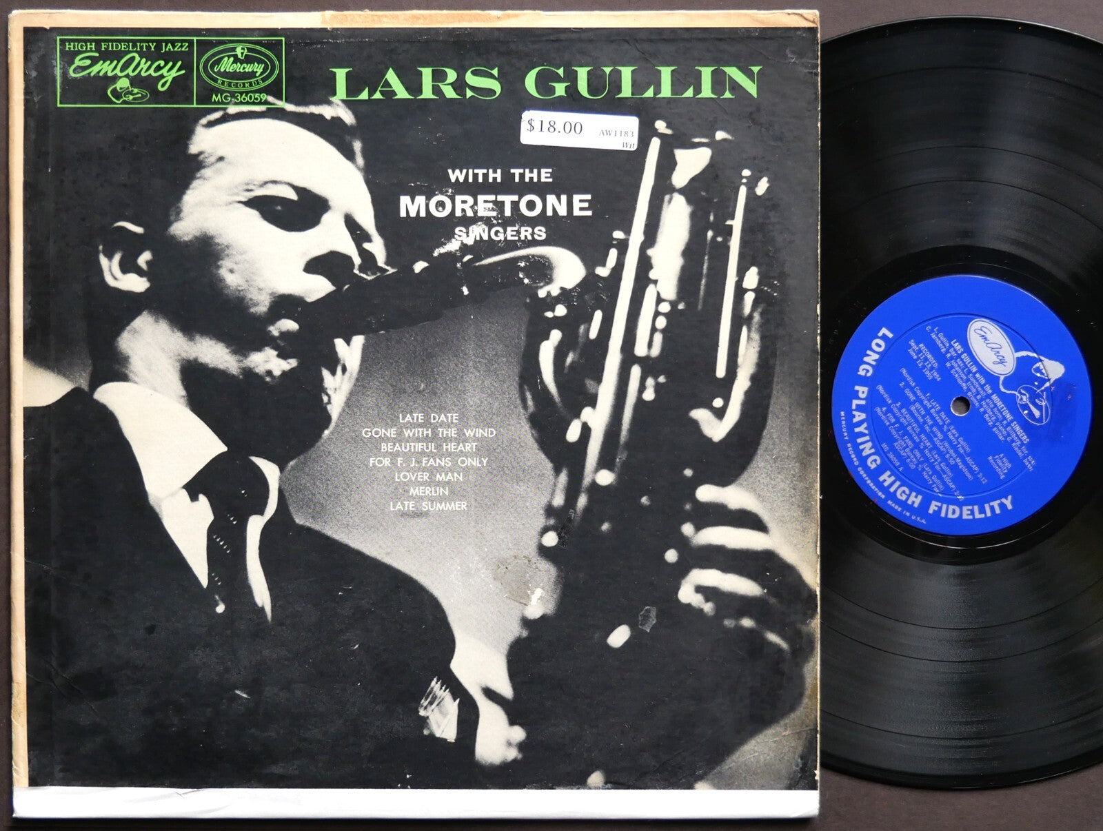 LARS GULLIN With The Moretone Singers LP EMARCY MG 36059 US 1955 DG MONO JAZZ