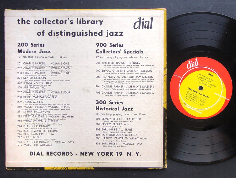 EARL HINES All Stars And Trio Vol. 2 10" LP DIAL RECORDS 306 EAR DG MONO FLAT