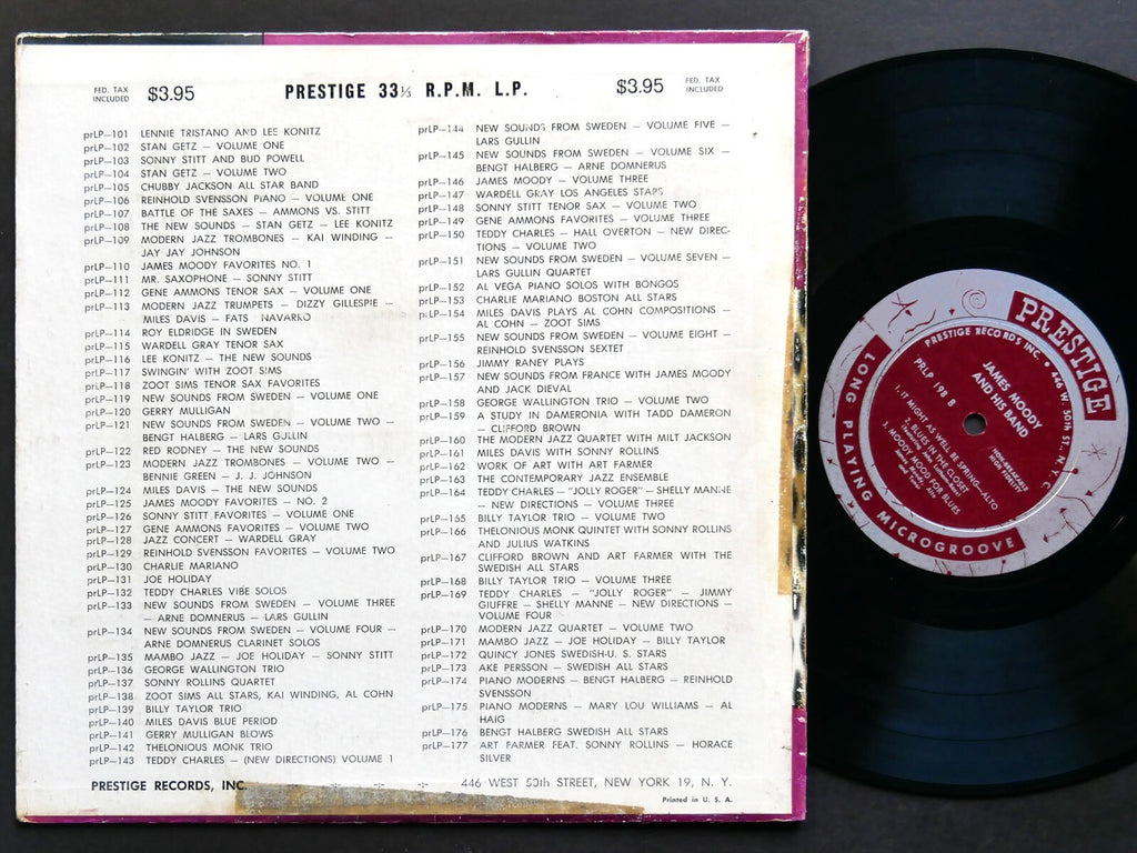 JAMES MOODY And His Band Moody 10" LP PRESTIGE PRLP 198 US 1955 MONO Dave Burns
