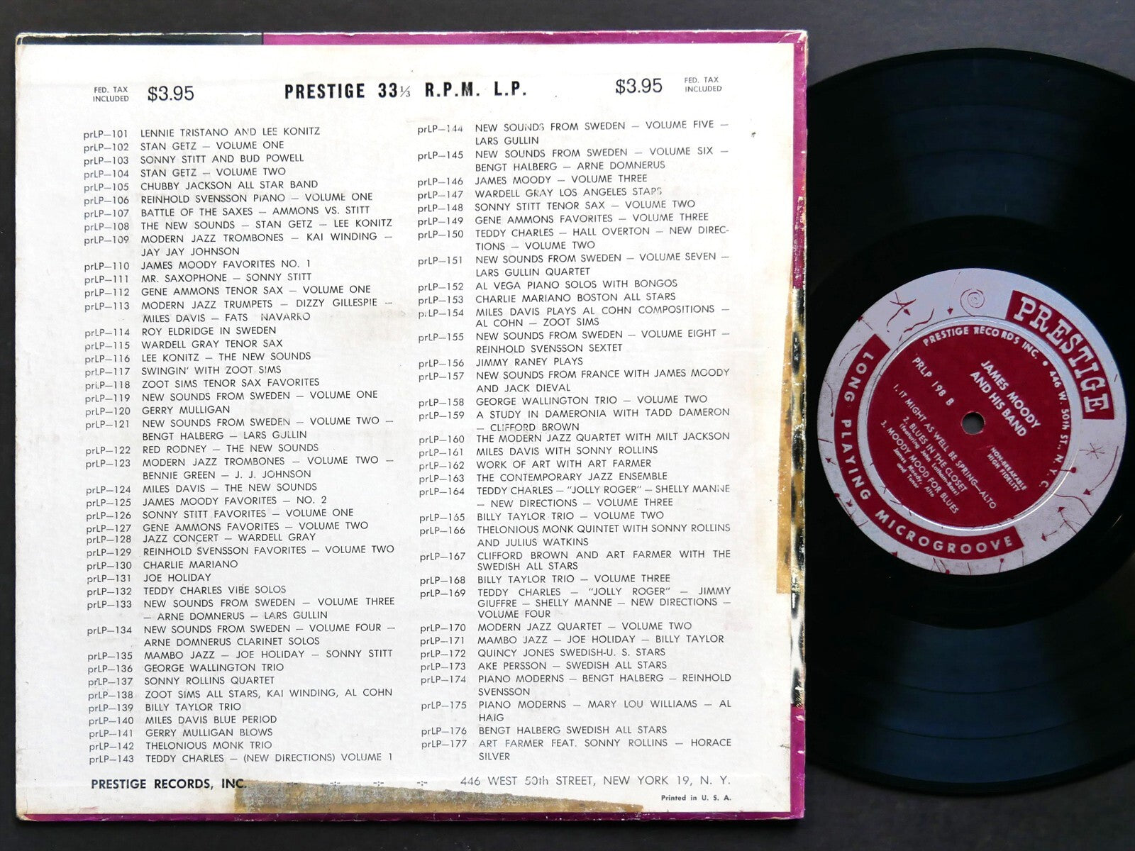 JAMES MOODY And His Band Moody 10" LP PRESTIGE PRLP 198 US 1955 MONO Dave Burns
