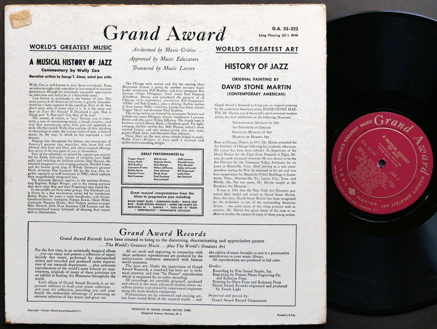 VARIOUS A Musical History Of Jazz LP GRAND AWARD G.A. 33-322 US 1955 DSM MONO