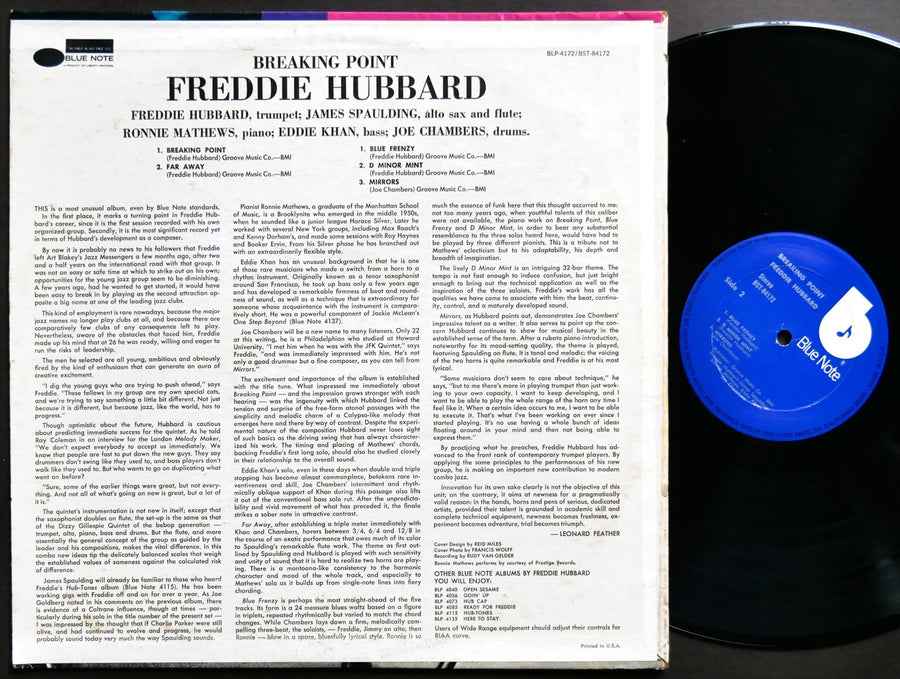 FREDDIE HUBBARD Breaking Point LP BLUE NOTE 84172 US 1977 Ronnie Mathews CLEAN