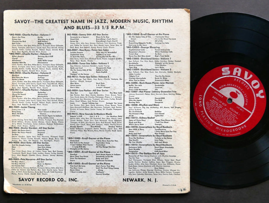 CHARLIE PARKER DEXTER GORDON The Birth Of Bop Vol.1 LP SAVOY MG 9022 US '52 MONO
