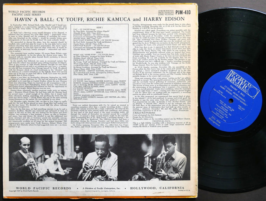 CY TOUFF RICHIE KAMUCA HARRY EDISON Havin' A Ball LP WORLD PACIFIC PJM-4 US 1958