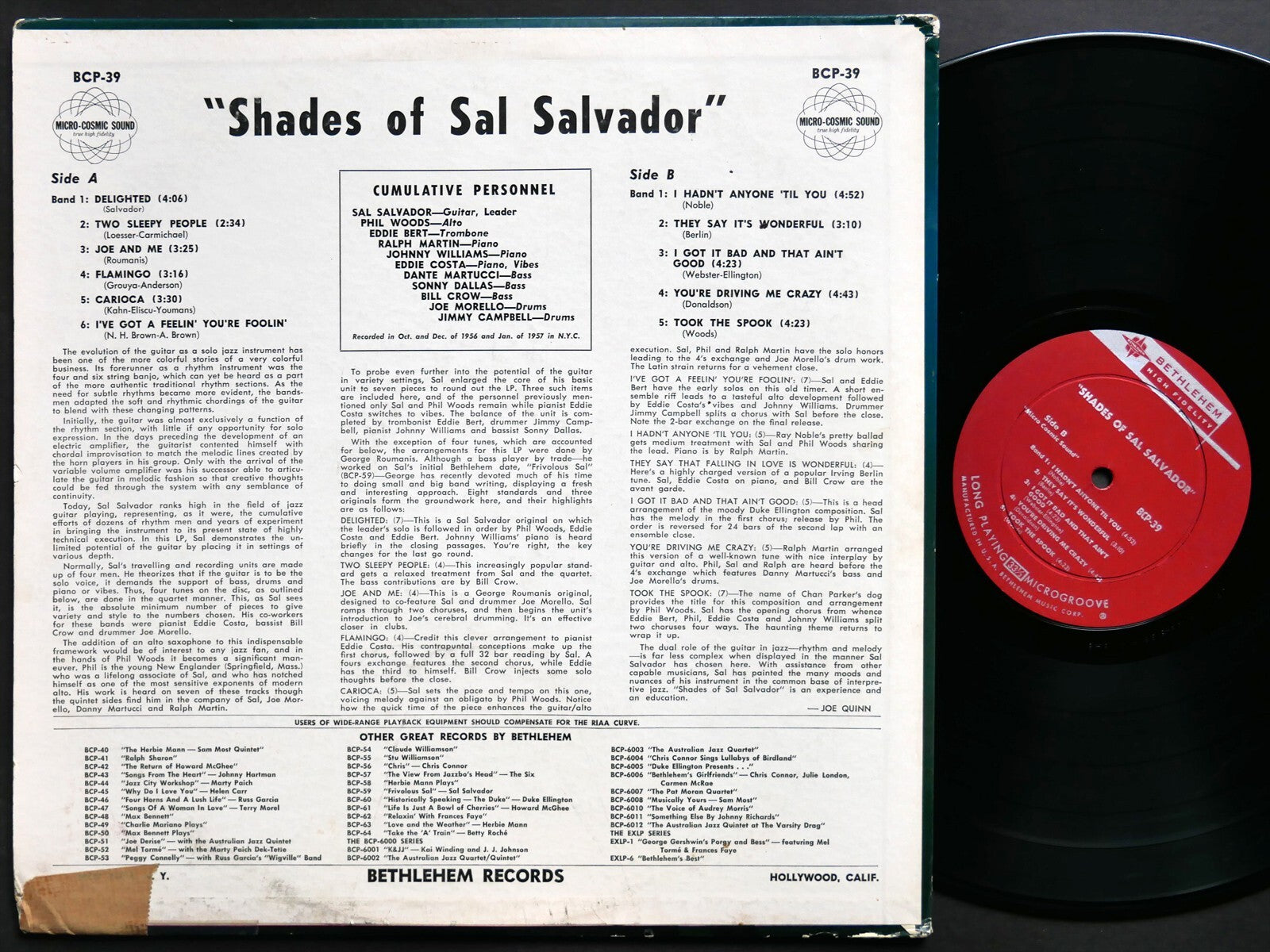 SAL SALVADOR Shades Of Sal Salvador LP BETHLEHEM BCP-39 US 1957 MONO Phil Woods