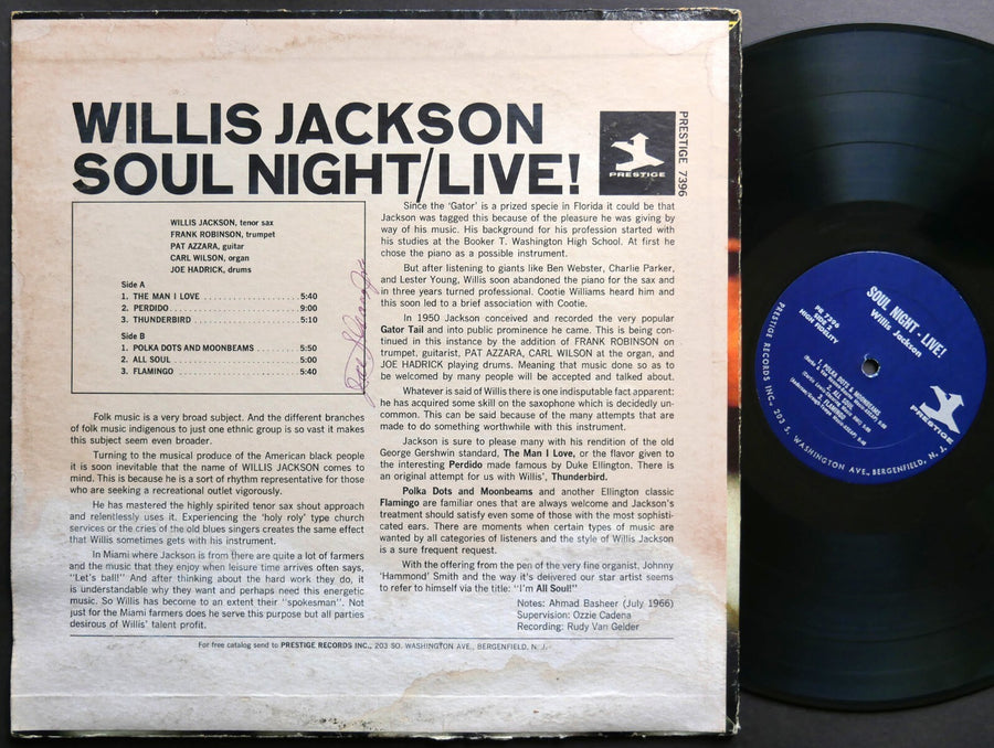 WILLIS JACKSON Soul Night Live! LP PRESTIGE PR 7396 US 1966 RVG MONO JAZZ
