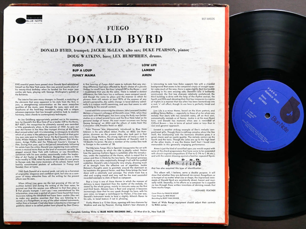 DONALD BYRD Fuego LP BLUE NOTE BST 84026 US 1973 RVG Jackie McLean Duke Pearson
