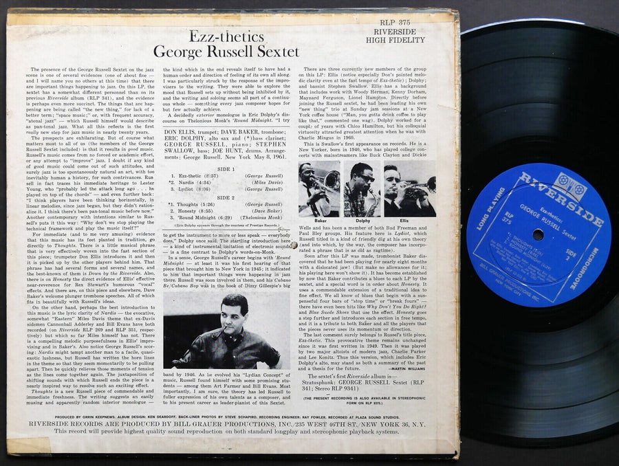 GEORGE RUSSELL Sextet Ezz-thetics LP RIVERSIDE RLP 375 DG MONO Eric Dolphy
