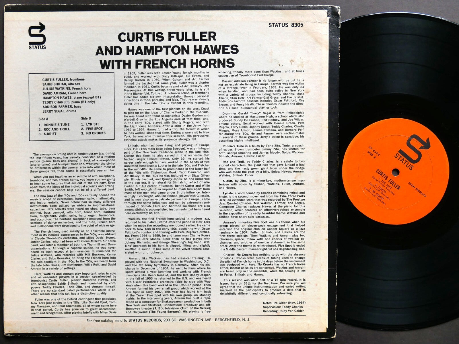 CURTIS FULLER HAMPTON HAWES With French Horns LP STATUS ST 8305 RVG Sahib Shihab