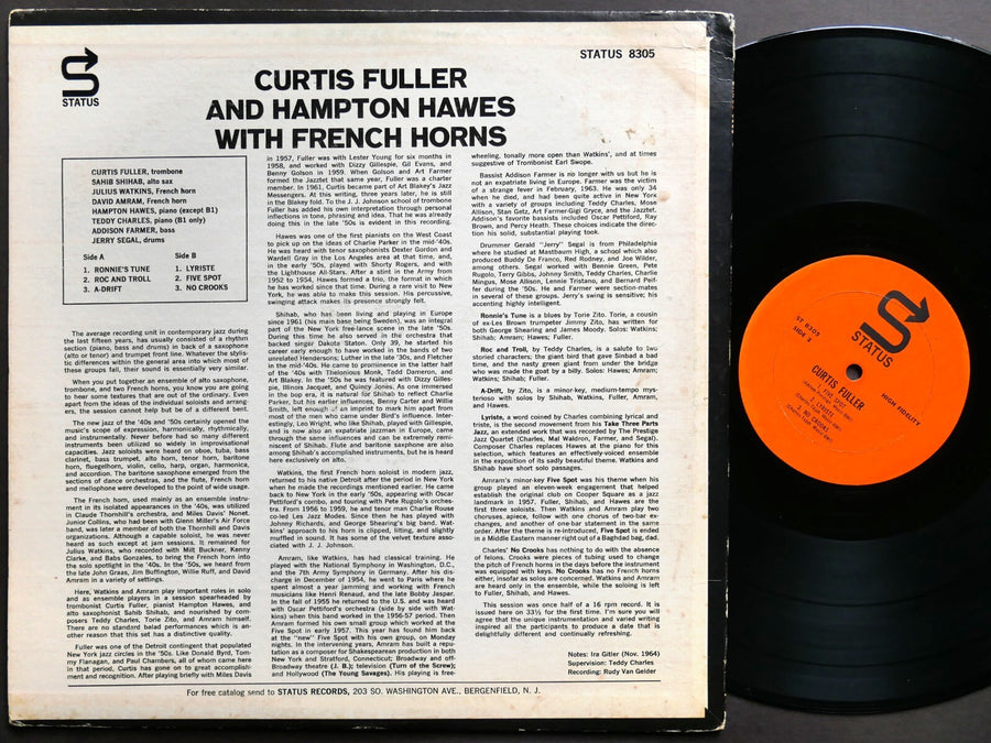 CURTIS FULLER HAMPTON HAWES With French Horns LP STATUS ST 8305 RVG Sahib Shihab