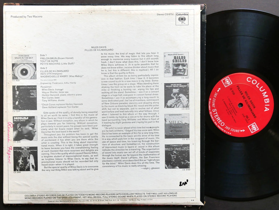 MILES DAVIS Filles De Kilimanjaro COLUMBIA CS 9750 Herbie Hancock Wayne Shorter