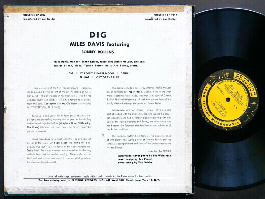 MILES DAVIS SONNY ROLLINS Dig LP PRESTIGE PRLP 7012 RVG MONO W.50th Art Blakey