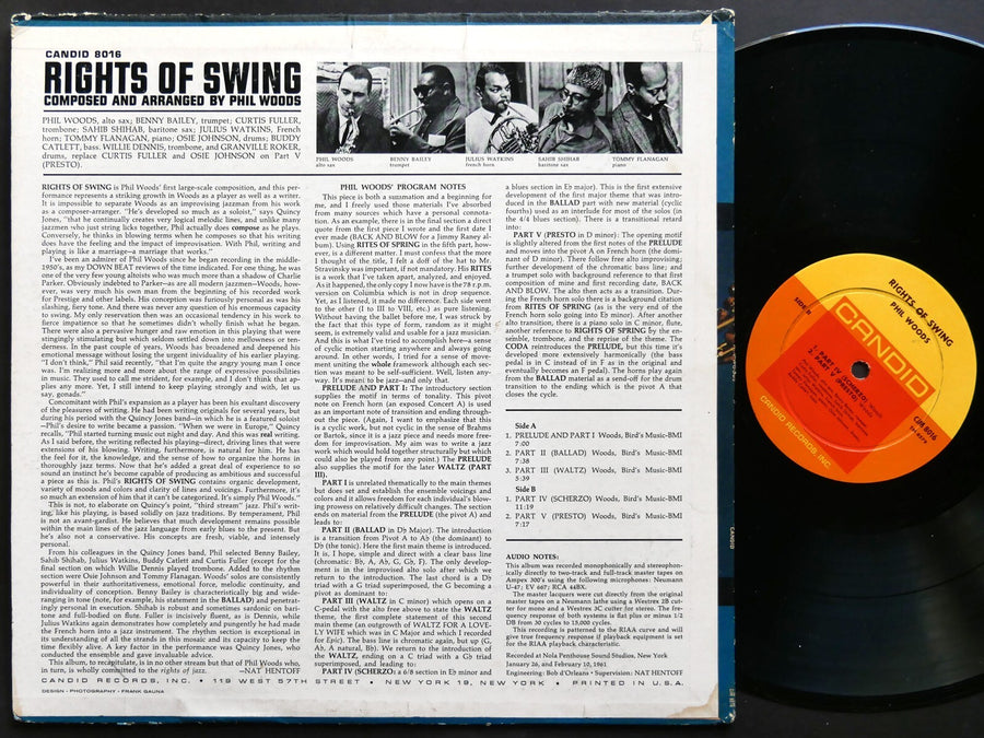 PHIL WOODS Rights Of Swing LP CANDID CJM 8016 MONO Sahib Shihab Tommy Flanagan