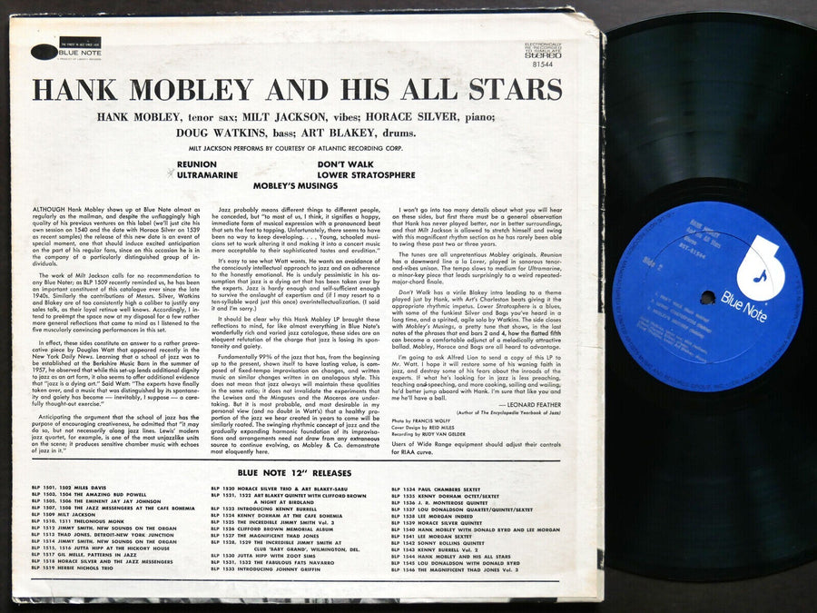 HANK MOBLEY And His All Stars LP BLUE NOTE 81544 US '78 Art Blakey Horace Silver