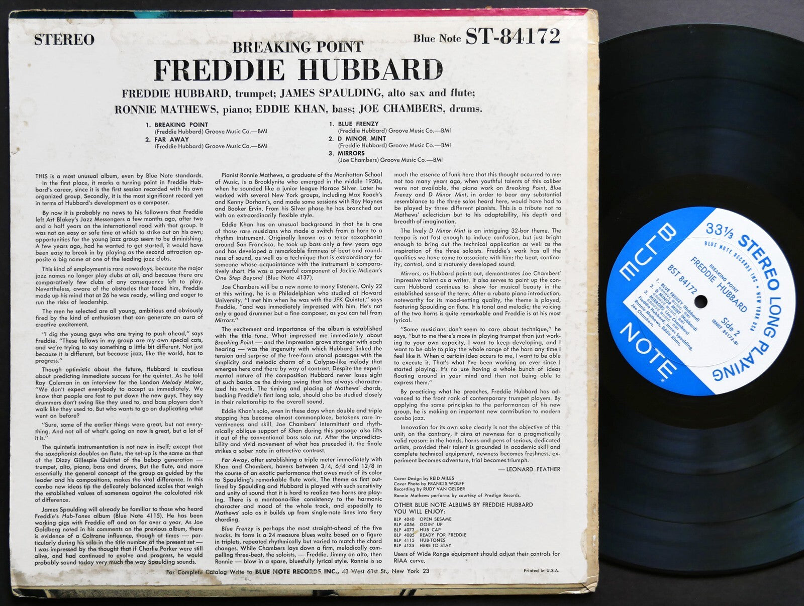 FREDDIE HUBBARD Breaking Point LP BLUE NOTE BST 84172 US 1964 JAZZ NY RVG EAR ST