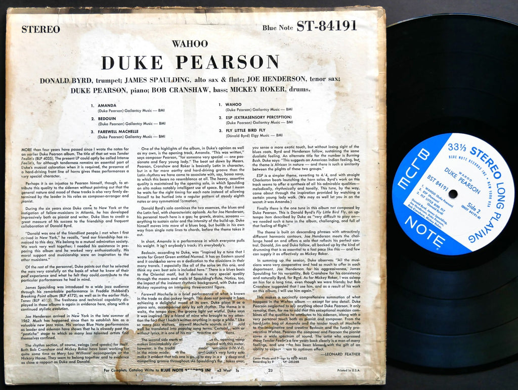 DUKE PEARSON Wahoo LP BLUE NOTE BST 84191 NY RVG JAZZ Donald Byrd Joe Henderson